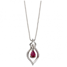 WHITE GOLD RUBY DIAMOND PENDANT